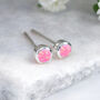 Mini Sterling Silver Light Pink Opal Stud Earrings, thumbnail 2 of 11