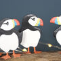 Four Puffins On Driftwood Block, thumbnail 2 of 3