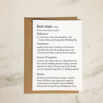 Funny Best Man Definitions A5 Card, 3 of 11