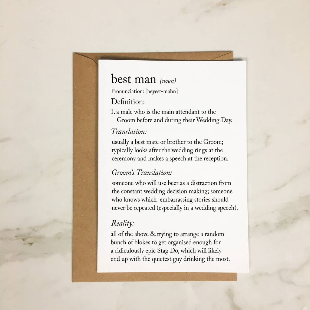 Funny Best Man Definitions A5 Card By The New Witty 