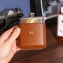 Personalised Leather Hip Flask Travel Alcohol Gift For Him, thumbnail 1 of 4