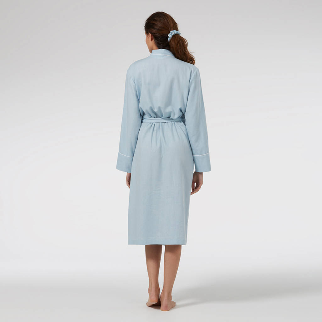 Dressing Gown In Baby Blue Brushed Twill By Caro London ...