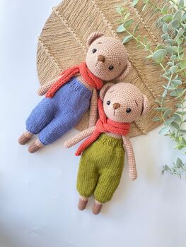 Handmade Crochet Teddy Bear With Clothes, 5 of 12