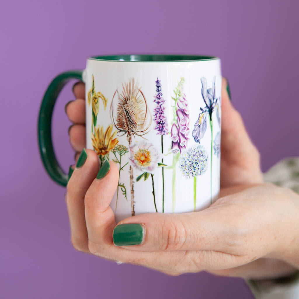 Inky Wildflower Mug With Optional Personalised Details, 1 of 12