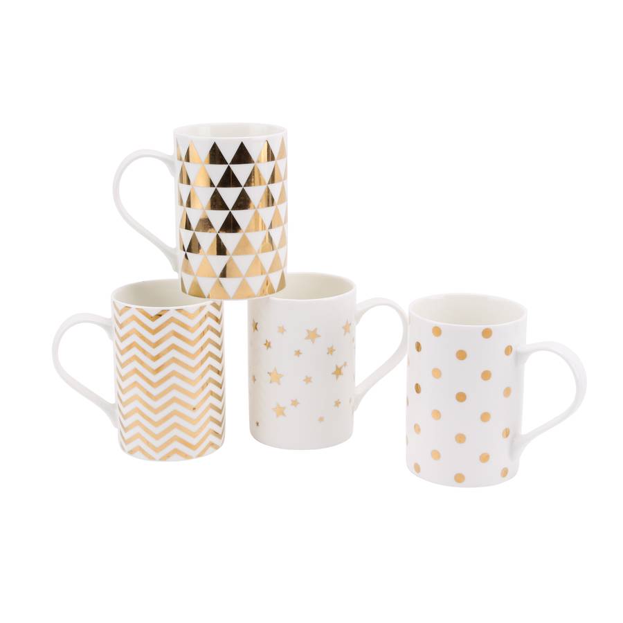 gold coffee cups by the contemporary home