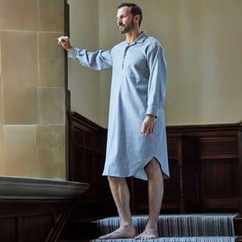Men's 'Chalk' Stripe Brushed Cotton Nightshirt, 2 of 3