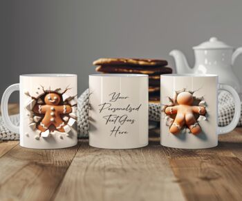 Cute Personalised Christmas Gingerbread Breakout Mug, 2 of 2