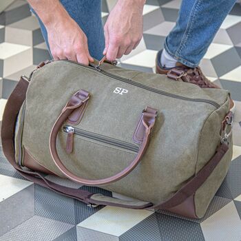 Personalised Vintage Canvas Weekend Holdall Bag, 2 of 9