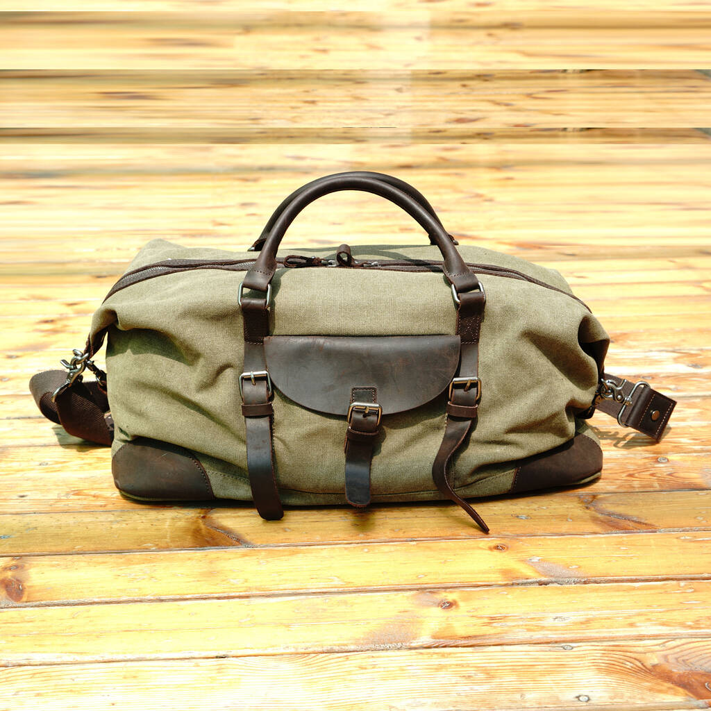 Waxed Canvas Travel Duffel Bag For Holiday By EAZO | notonthehighstreet.com