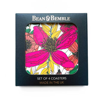 Bright Floral Coasters Box Set Round Heat Resistant, 7 of 8