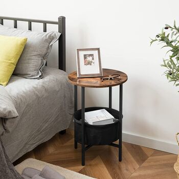Round Side End Table With Removable Storage Basket, 2 of 9