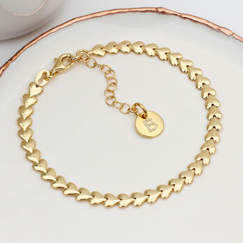 18ct Gold Plated Or Sterling Silver Heart Link Bracelet, 2 of 4