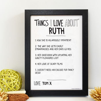 Personalised Things I Love About Boyfriend Print, 6 of 6