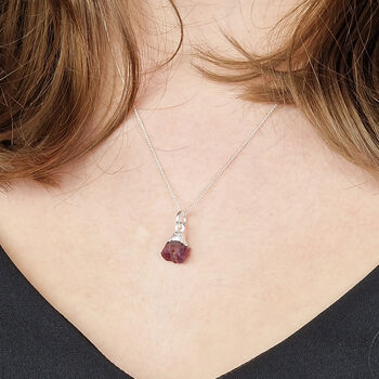 925 Sterling Silver Raw Ruby Crystal Necklace, 2 of 3