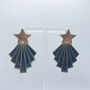 Art Deco Starburst Festive Navy Statement Earrings, thumbnail 8 of 9