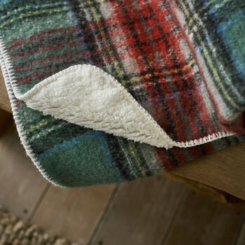 Luxury Faux Mohair Sherpa Throw 130x160cm Kinross Green, 2 of 3