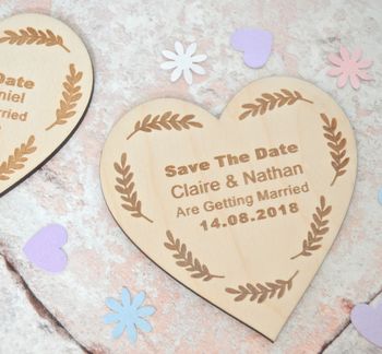 Personalised Save The Date Heart Magnet, 2 of 3