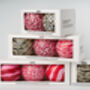 Trio Of Baubles In Swedish Design Filled With Swedish Candy, thumbnail 1 of 12