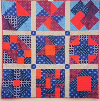 Blue And Red Patchwork Large Sofa Quilt, 11 of 11