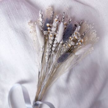 Letterbox Dried Flower Bouquet In Grey And Silver, 4 of 4