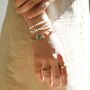 Green Stone Beaded Bracelet In Gold Plating, thumbnail 4 of 5