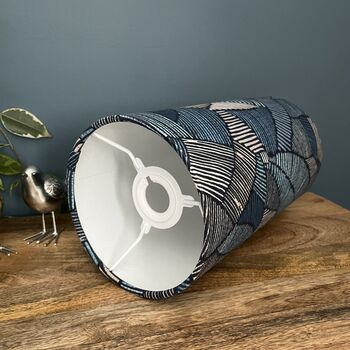 Riviera Blue Geometric Cylinder Lampshades, 6 of 8