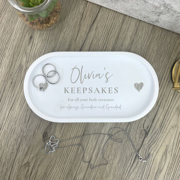 Personalised Script Text And Hearts Trinket Tray, 2 of 5