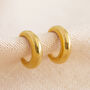 Gold Plated Stainless Steel Moon Hoop Earrings, thumbnail 3 of 8