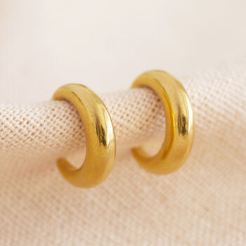 Gold Plated Stainless Steel Moon Hoop Earrings, 3 of 8