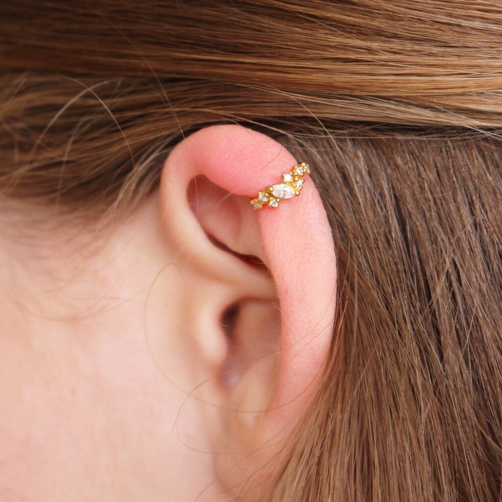 Sterling Silver Crystal Cluster Ear Cuff By Lisa Angel