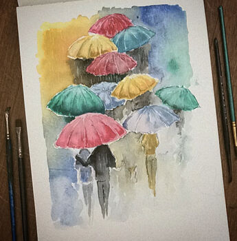 Umbrellas Watercolour Print, 3 of 5
