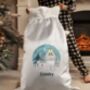 Personalised The Snowman And The Snowdog Pom Pom Sack, thumbnail 1 of 4