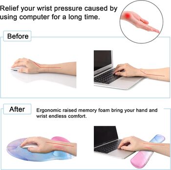 Blue Pink Keyboard And Mouse Wrist Rest Pad Set, 3 of 6