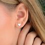 Sterling Silver Heart Studs With Pearl Detail, thumbnail 1 of 10