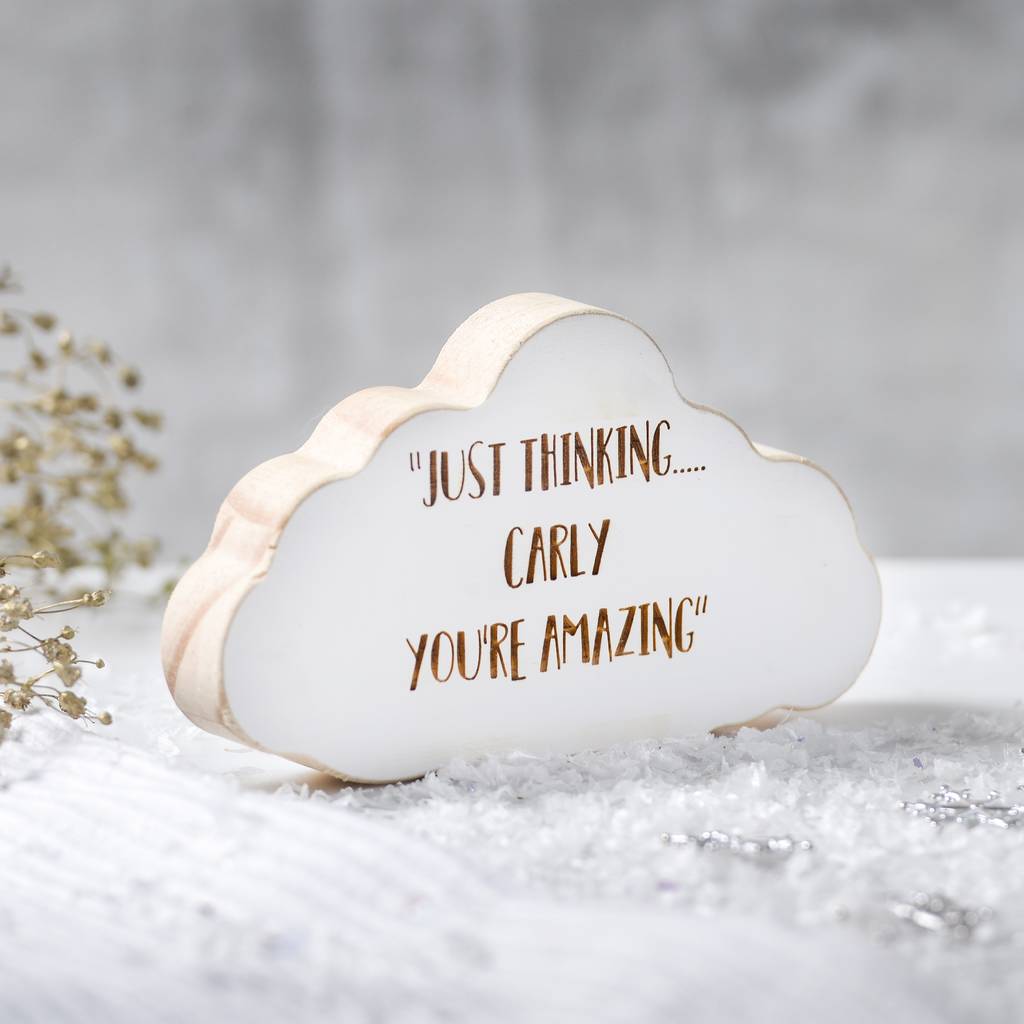 Personalised Wooden Thought Cloud Keepsake By EdgeInspired