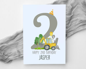 Personalised Children's Birthday Card Digger, 2 of 4