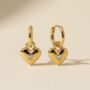 Heart Charm 18k Gold Plated Hoop Earrings, thumbnail 2 of 3