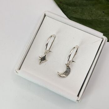 Celestial Eco Sterling Silver Hoop Earrings, 2 of 4