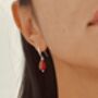 Red Agate Pomegranate Seed Sterling Silver Earrings, thumbnail 2 of 8