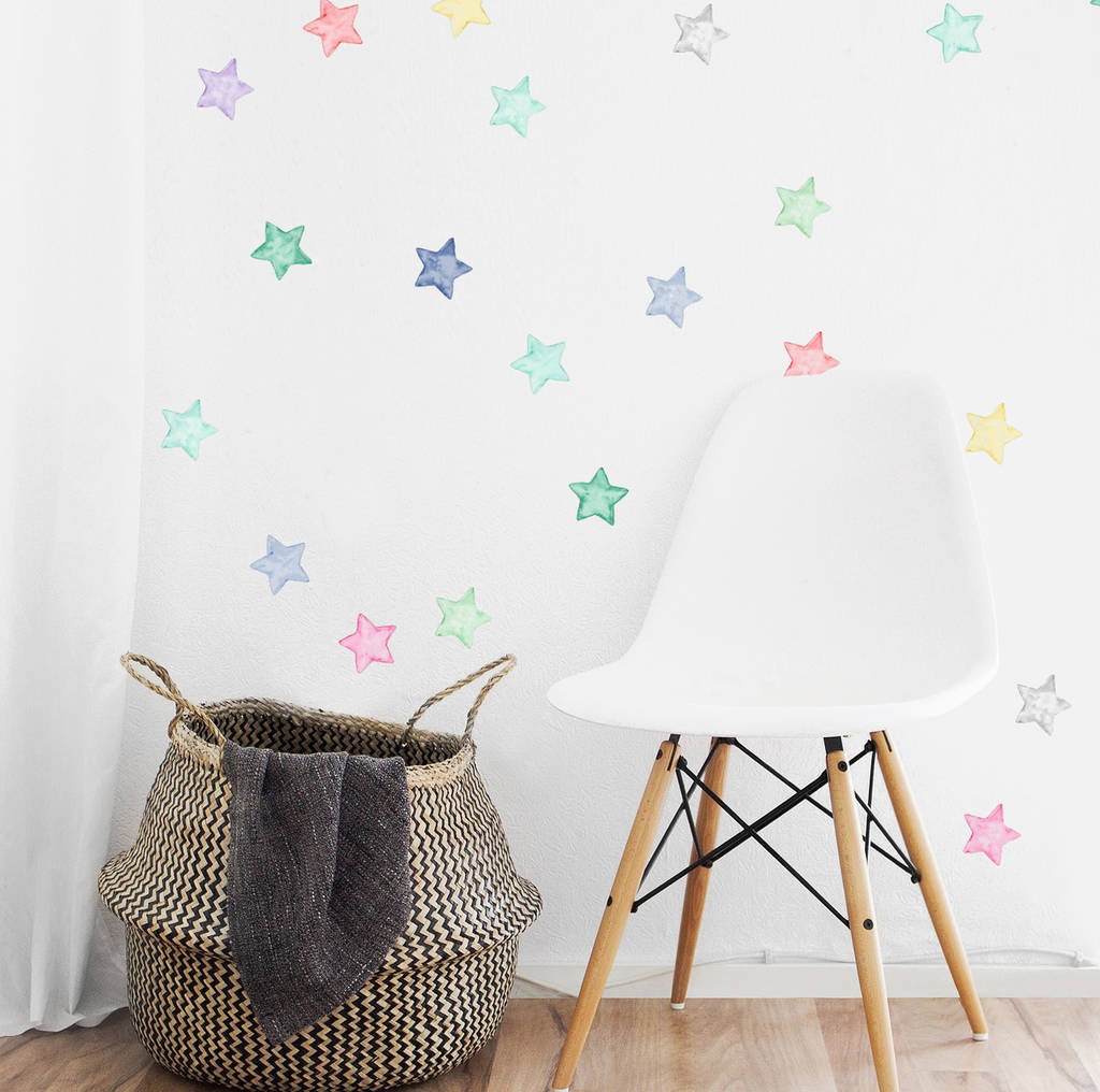 Watercolour Stars Wall Stickers, 1 of 8