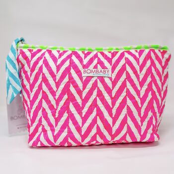 Handmade Quilted Makeup Bag | Neon Pink, 2 of 3