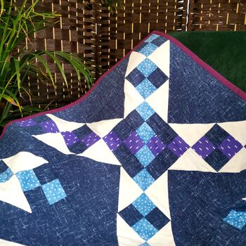 Handmade Patchwork Lap Quilt/Throw, Blues And Purples, 10 of 11
