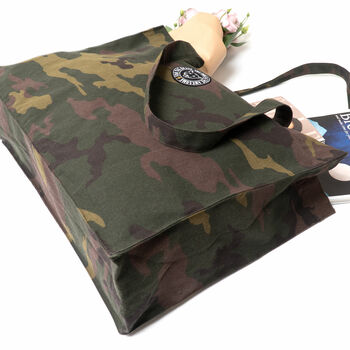 Large Vegan Camo Shopper Tote Bag Mother's Day Gift, 3 of 7