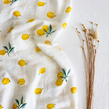 Extra Large Lemons Bamboo Muslin, 4 of 4