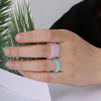 Handmade Women's Silicone Colourful Glitter Ring, 2 of 11