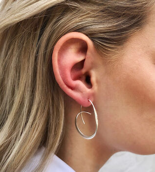 Tapered Gold Plated Sterling Silver Hoop Earrings, 3 of 7