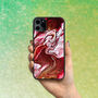 Red And Gold Marble Swirl iPhone Case, thumbnail 1 of 2