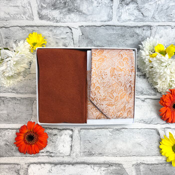 Spice Woodland Leaves Wedding Tie Set, 2 of 6