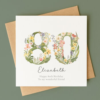 Personalised 80th Botanical Birthday Card, 3 of 7