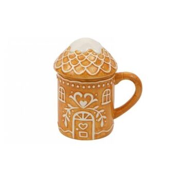 Christmas Ceramic Gingerbread Style Mug With Lid, 6 of 6